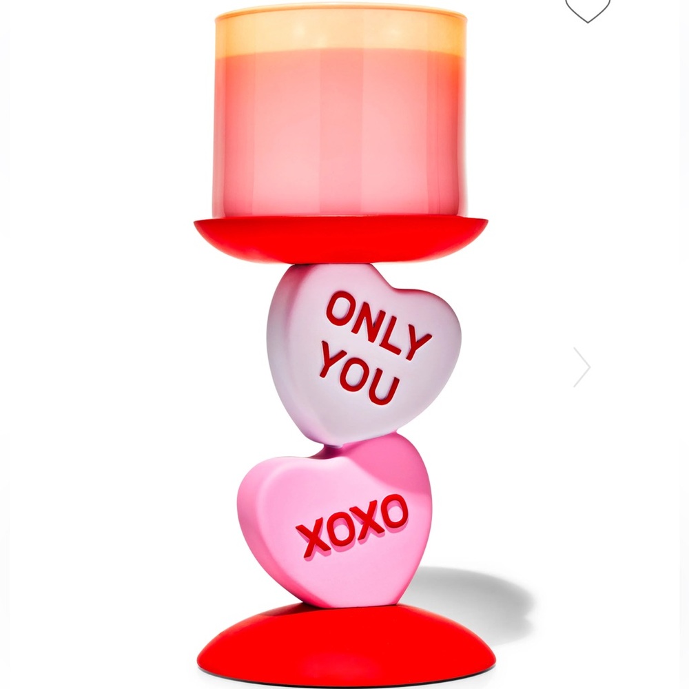 Sweethearts X Bath and body works Candy Hearts Pedestal 3 wick candle holder